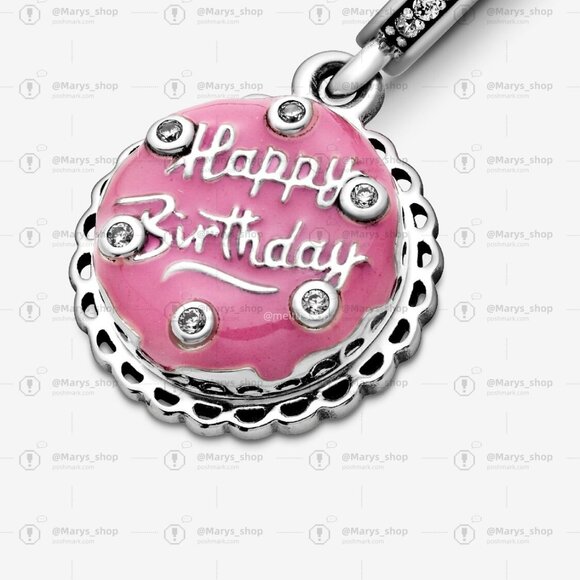 Pandora Birthday Cake Silver Dangle – Clear CZ & Pink Enamel - Picture 2 of 6